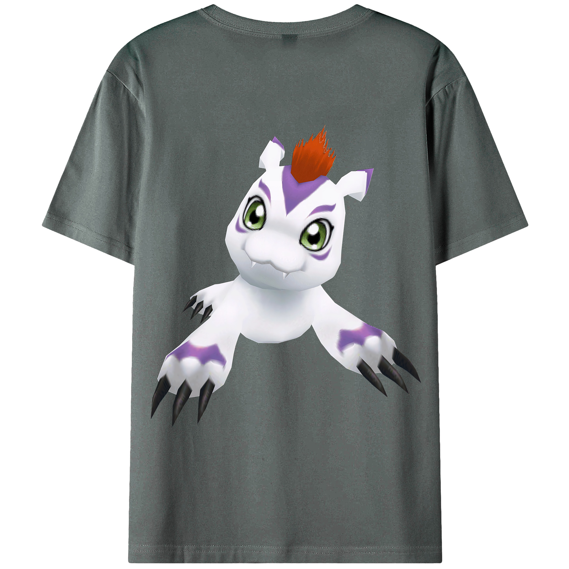 （画像用） Digimon デジタルモンスター/デジモン 綿100％ メンズ半袖Tシャツ（バックプリント） 通気性